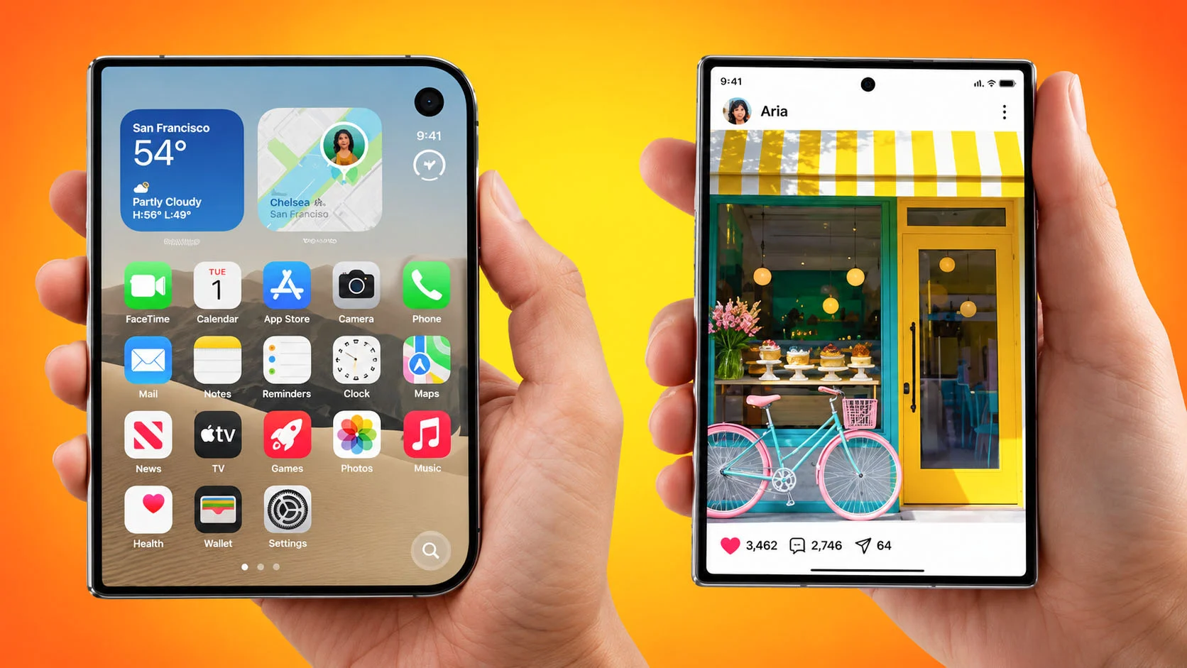 Порівняли характеристики iPhone Duo та Galaxy Z Fold 8.